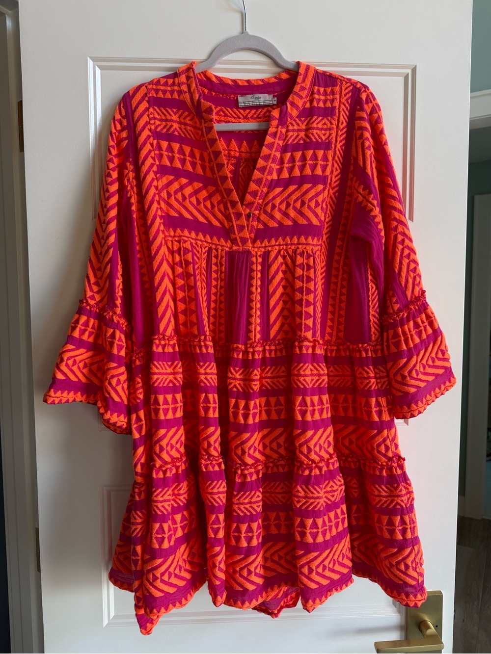 Devotion TWINS Pink and Orange Embroidered Mini Dress